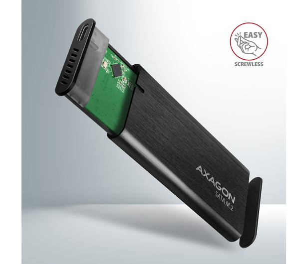 Axagon EEM2-SBC, USB-C 3.2 Gen 2 - M.2 SATA SSD RAW box, bezśrubowy - 1353419 - zdjęcie 4